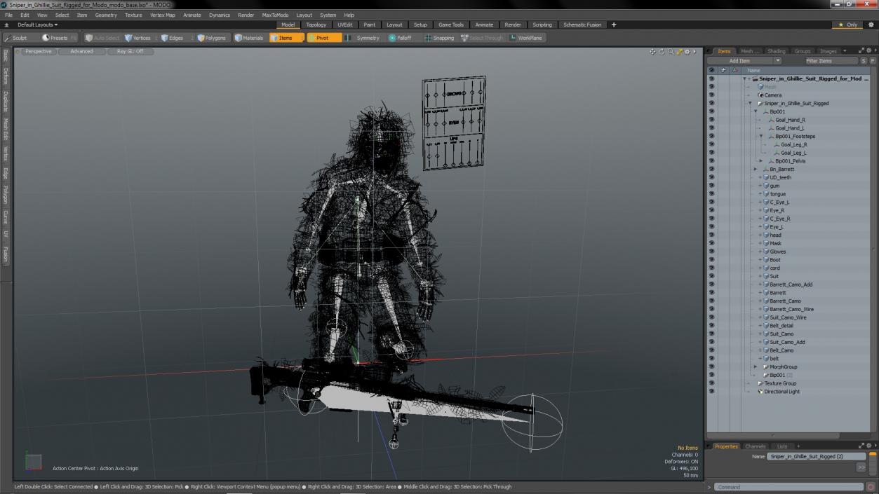 3D Sniper in Ghillie Suit Rigged for Modo model