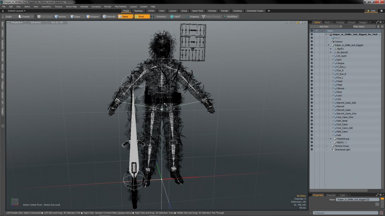 3D Sniper in Ghillie Suit Rigged for Modo model