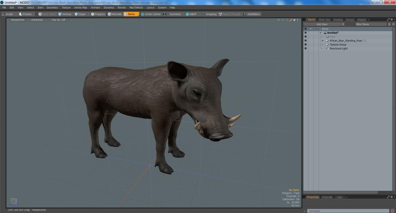 3D African Boar Standing Pose 2 model