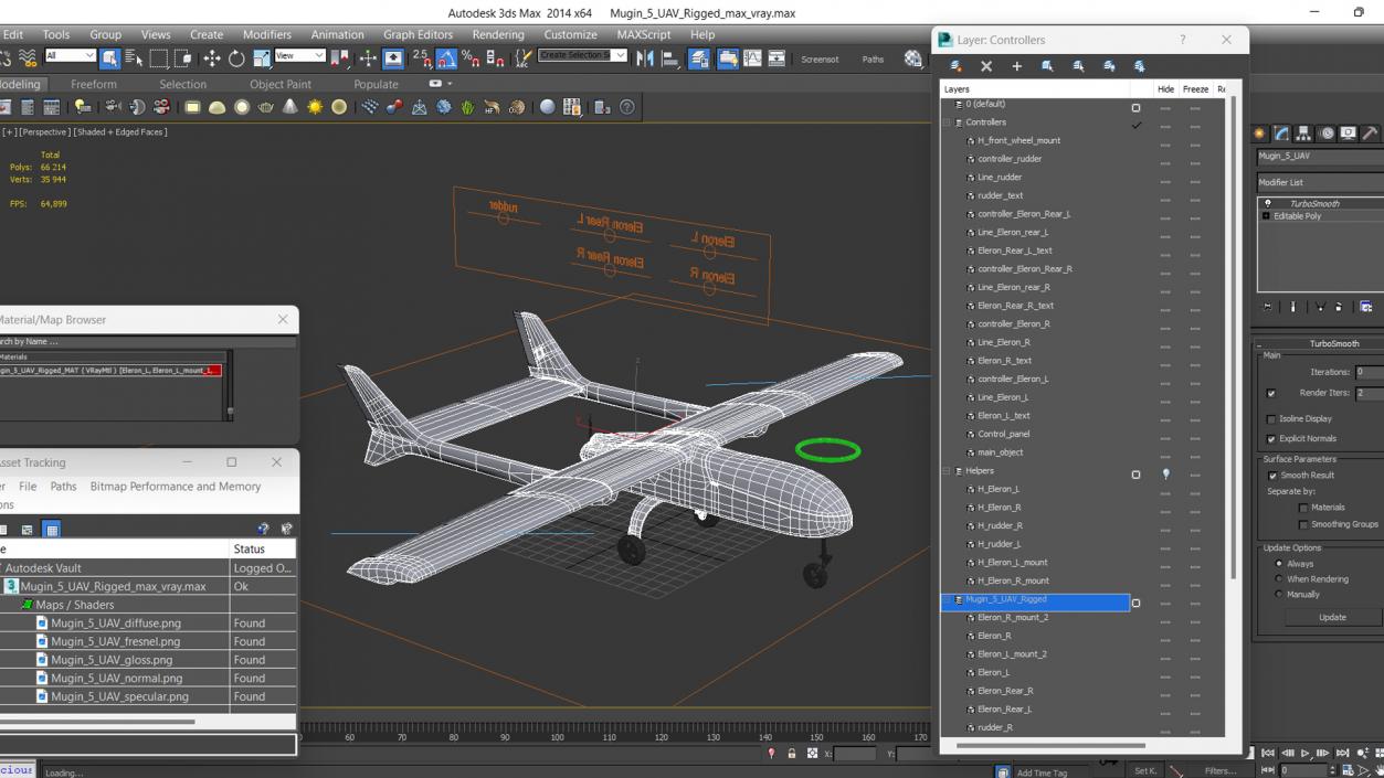 3D Mugin 5 UAV Rigged model