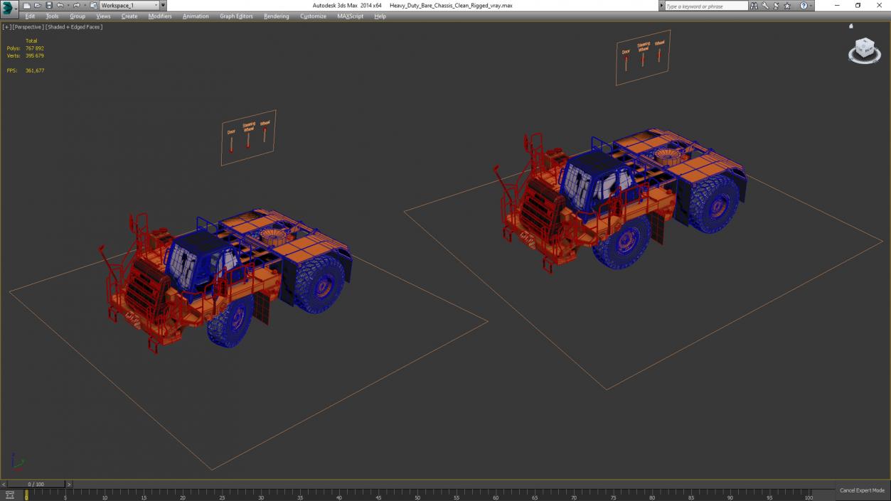 3D Heavy Duty Bare Chassis Clean Rigged