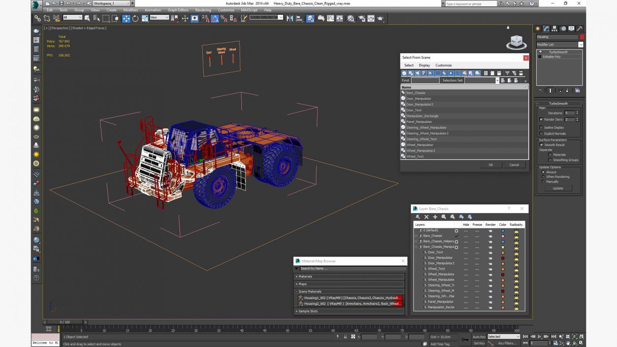 3D Heavy Duty Bare Chassis Clean Rigged