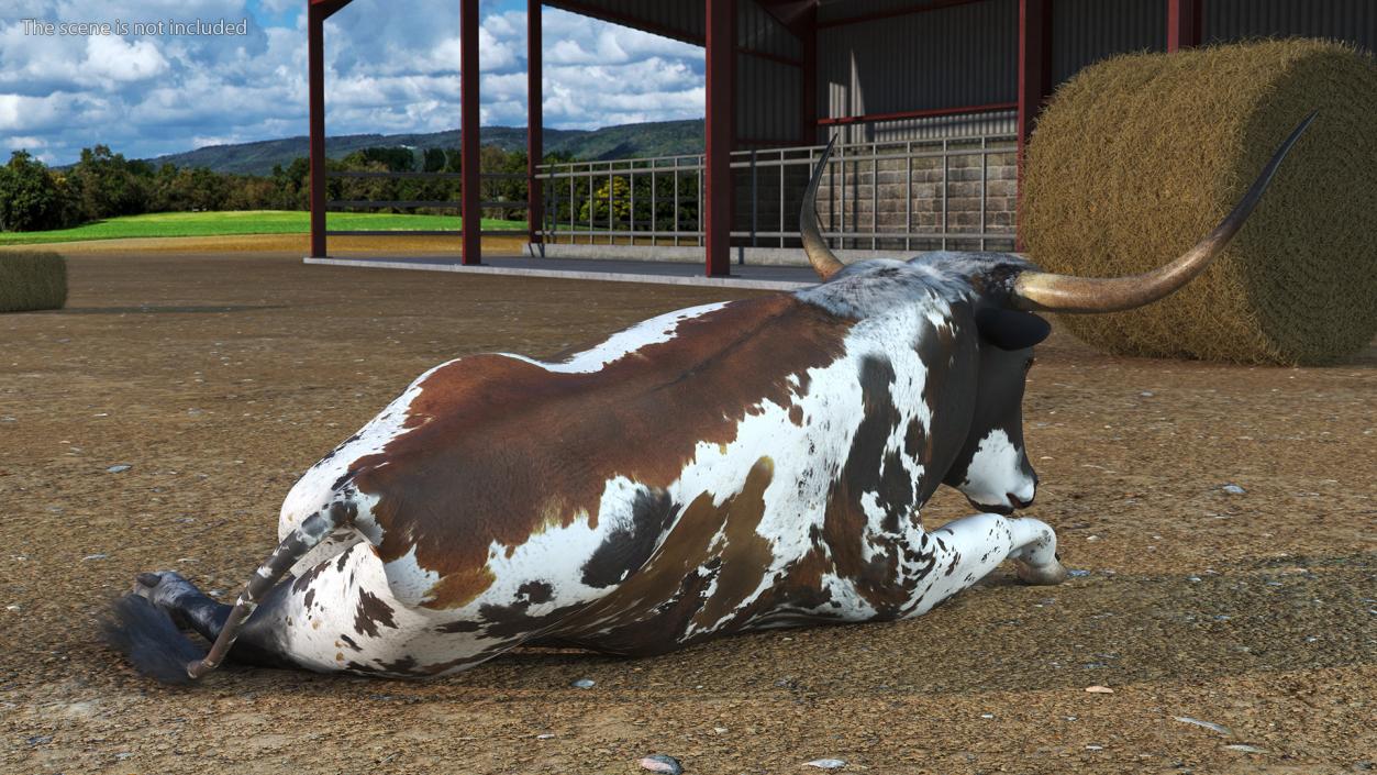 3D model Texas Longhorn Mottled Brown Rigged