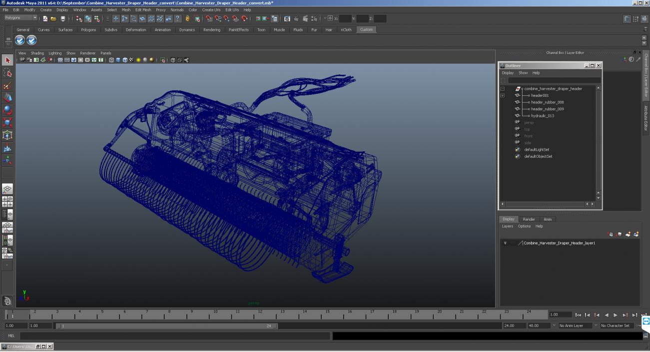 3D Combine Harvester Draper Header