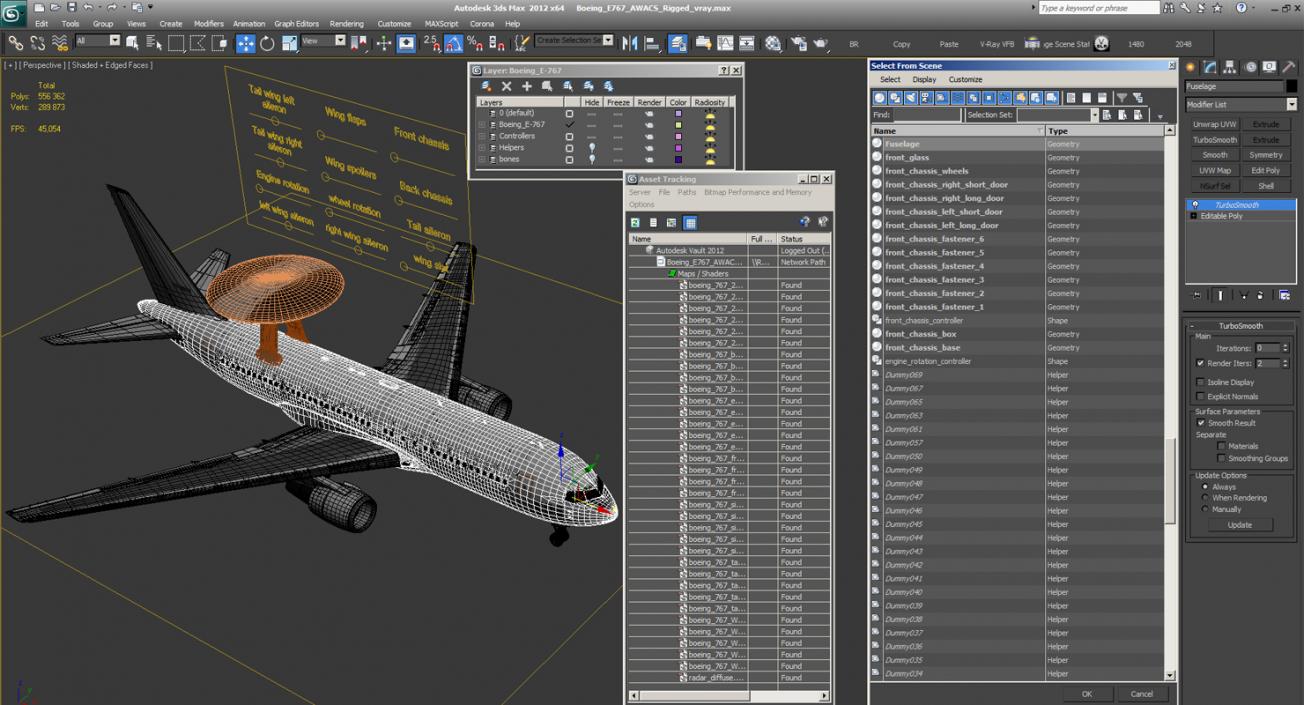 Boeing E767 AWACS Rigged 3D model