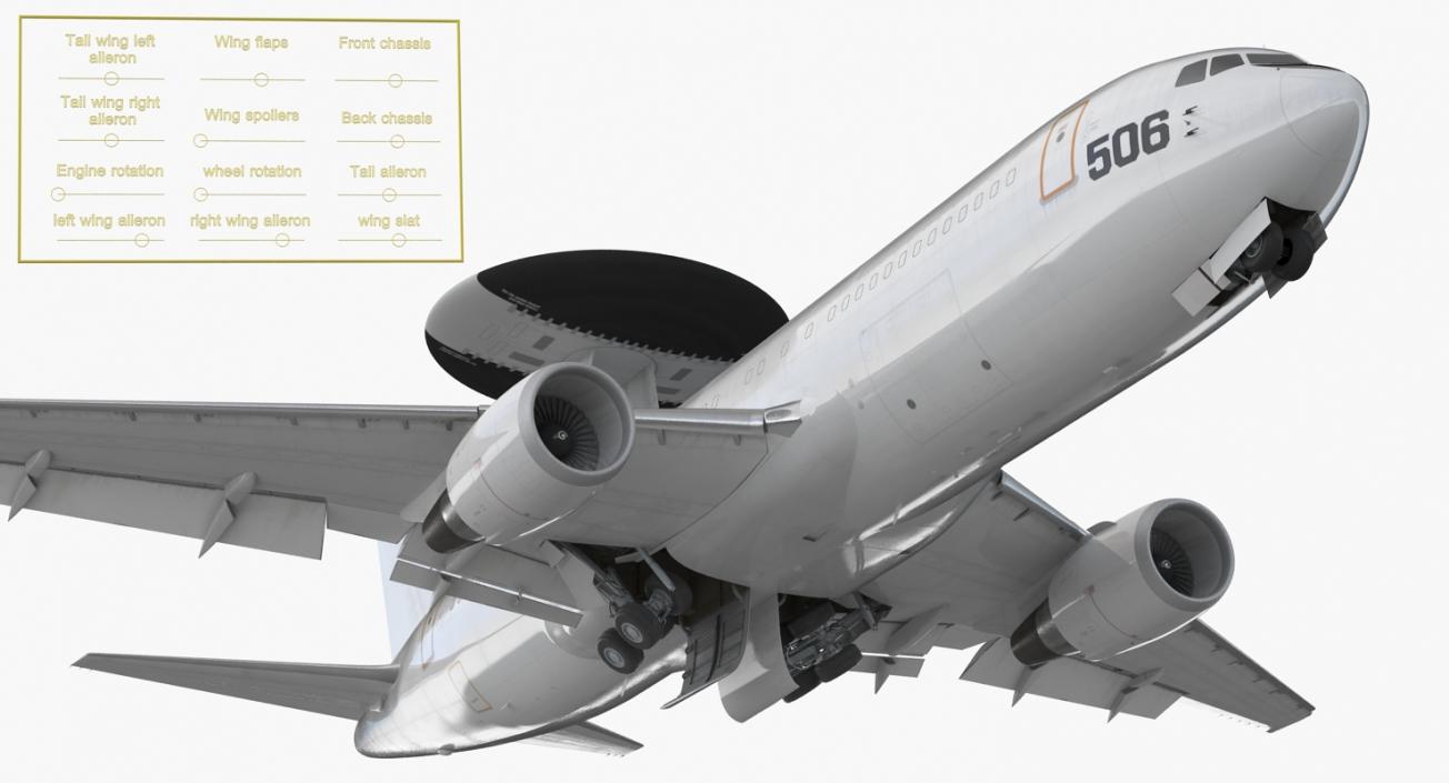 Boeing E767 AWACS Rigged 3D model