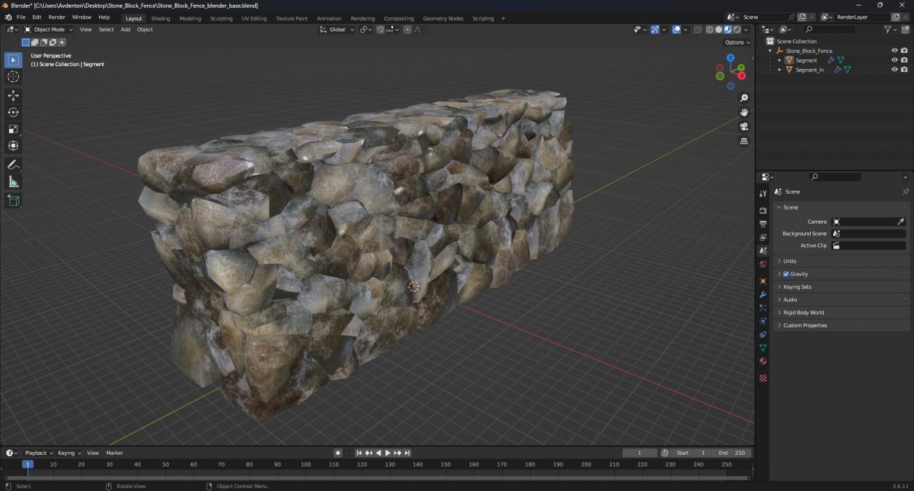 Stone Block Fence 3D