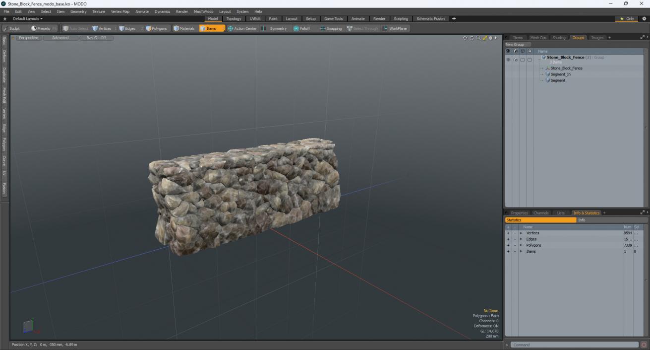 Stone Block Fence 3D