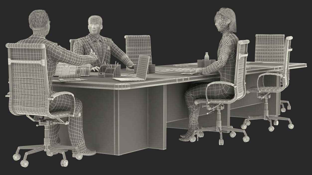 3D Conference Room With People Fur