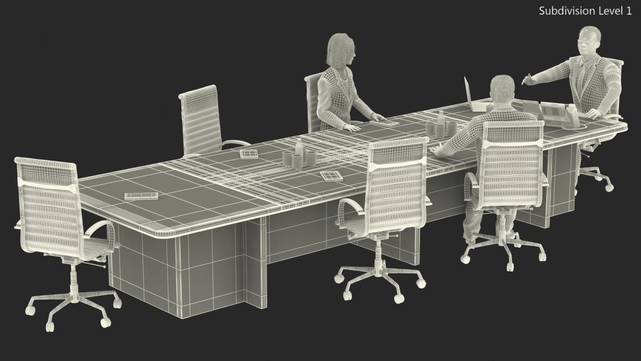 3D Conference Room With People Fur