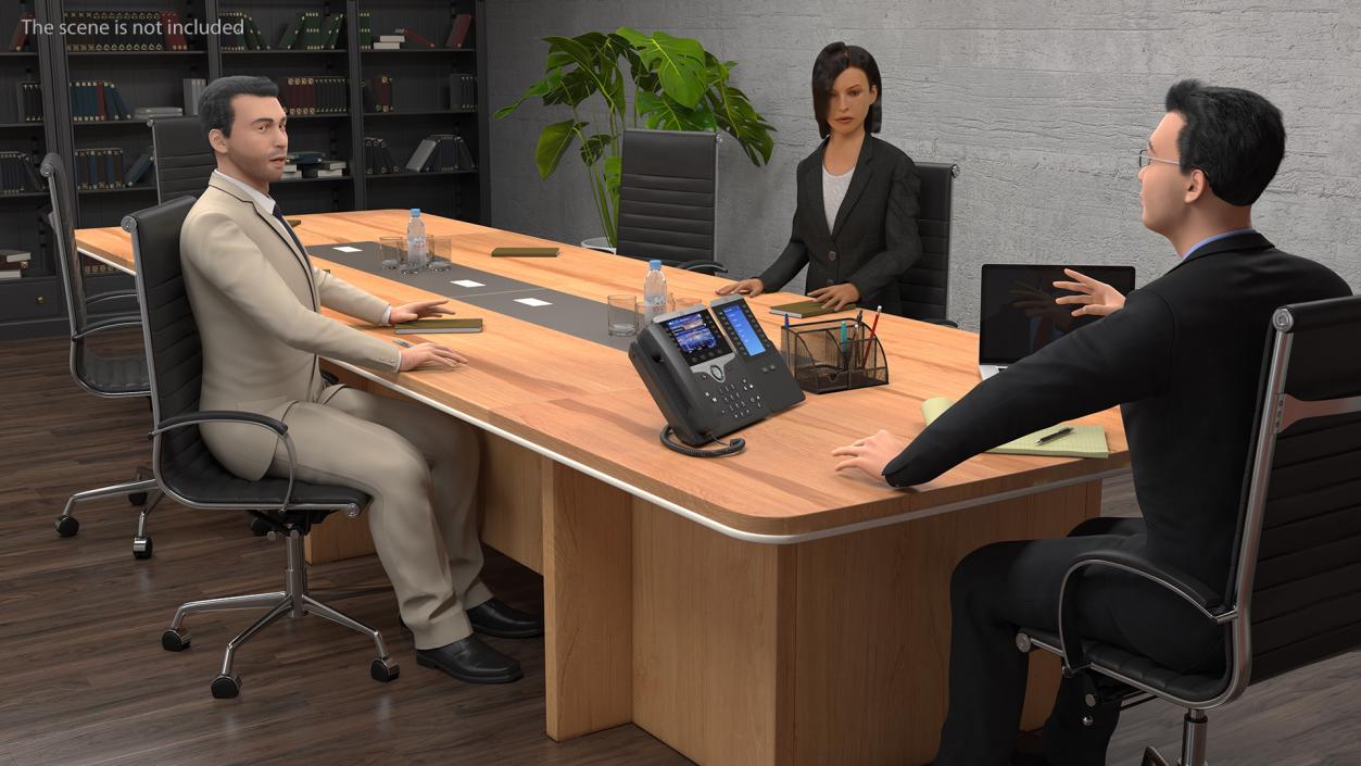 3D Conference Room With People Fur