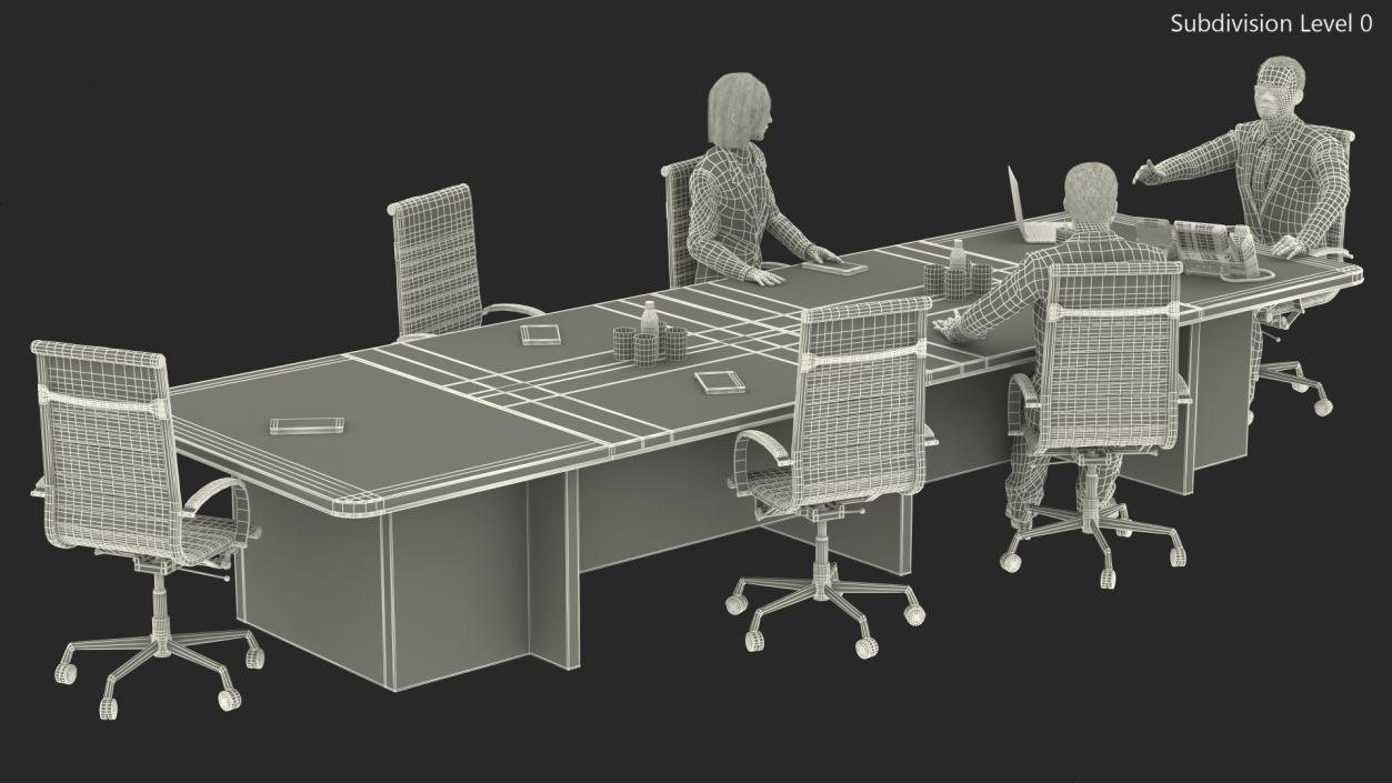 3D Conference Room With People Fur