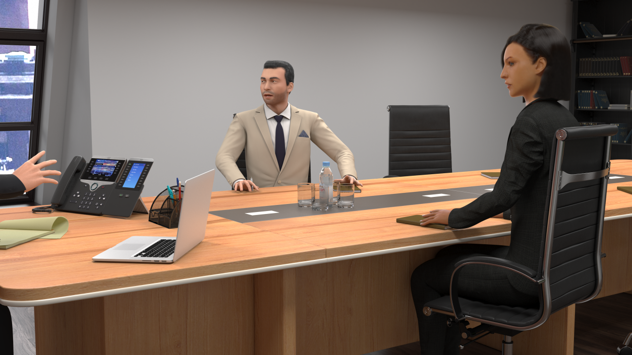 3D Conference Room With People Fur