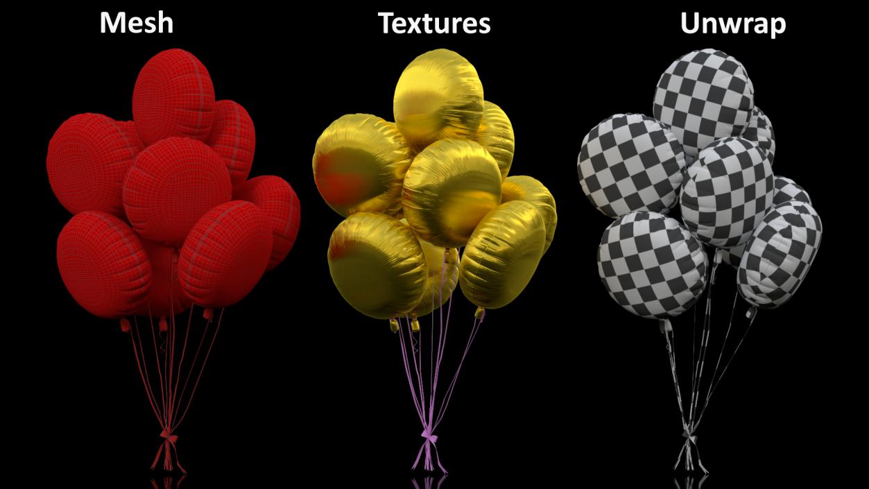 3D Helium Party Balloons Gold