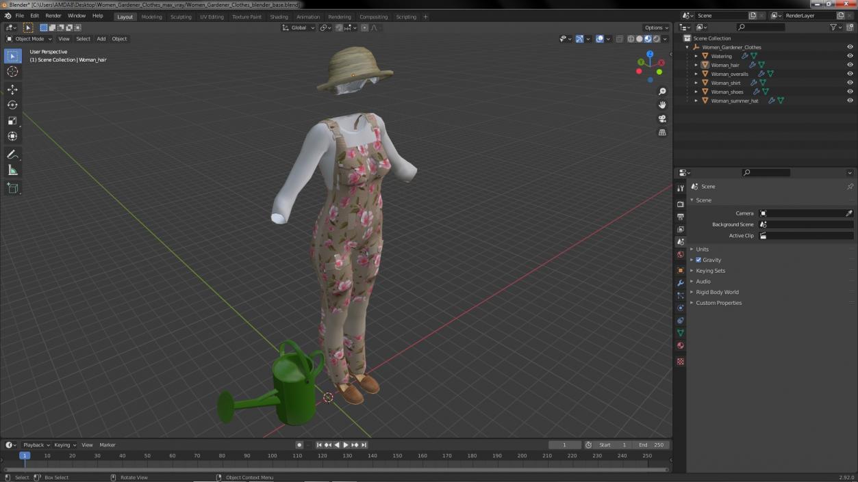 Women Gardener Clothes 3D