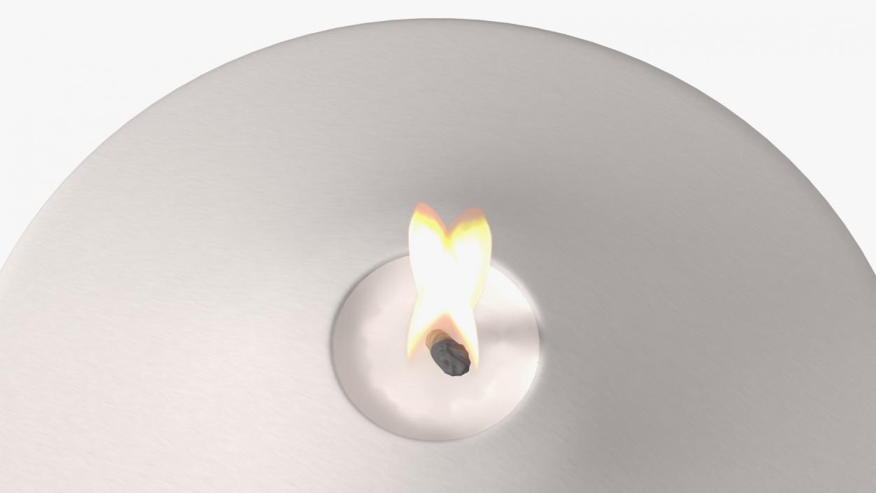 Lit Wide Dome Top Pillar Candle White 3D