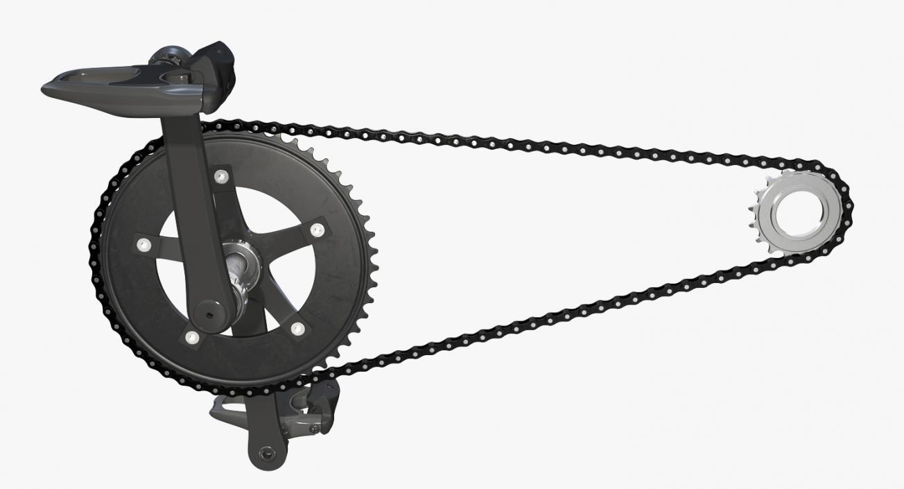 Bicycle Chain with Pedals Rigged 3D