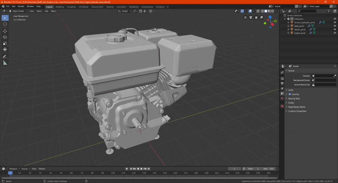 Horizontal Shaft Gas Engine 3D