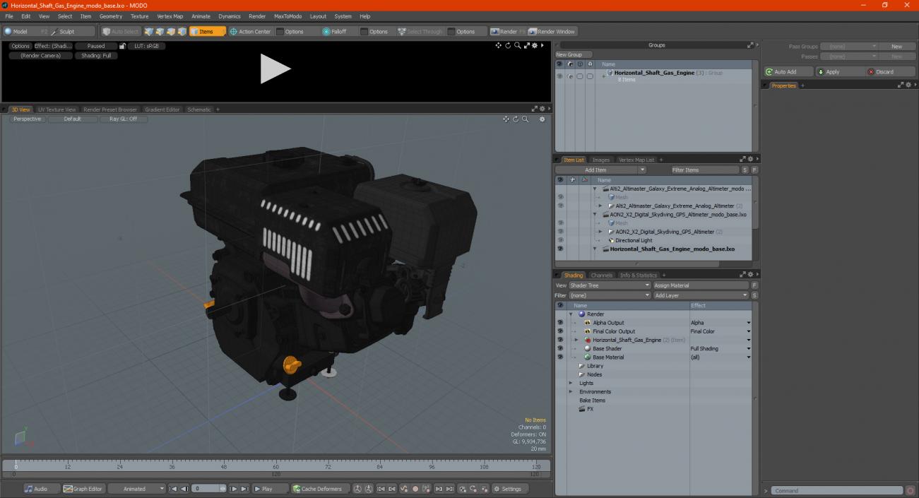 Horizontal Shaft Gas Engine 3D