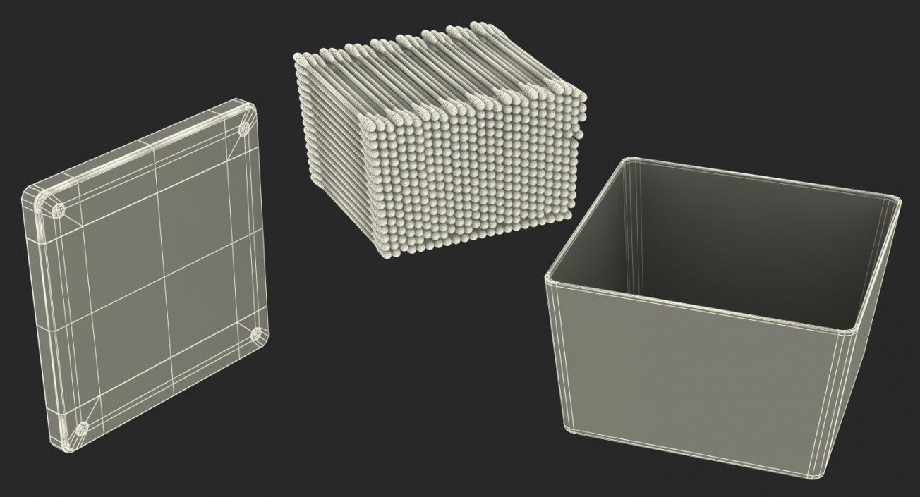 Cotton Sticks in Square Box 3D