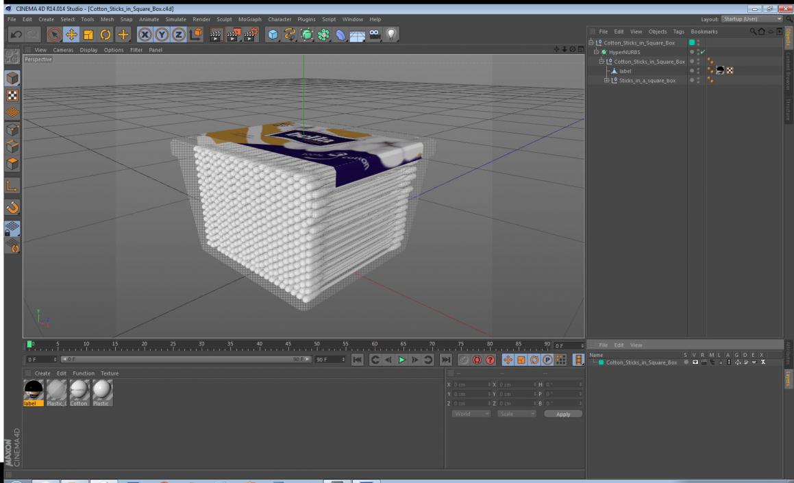 Cotton Sticks in Square Box 3D