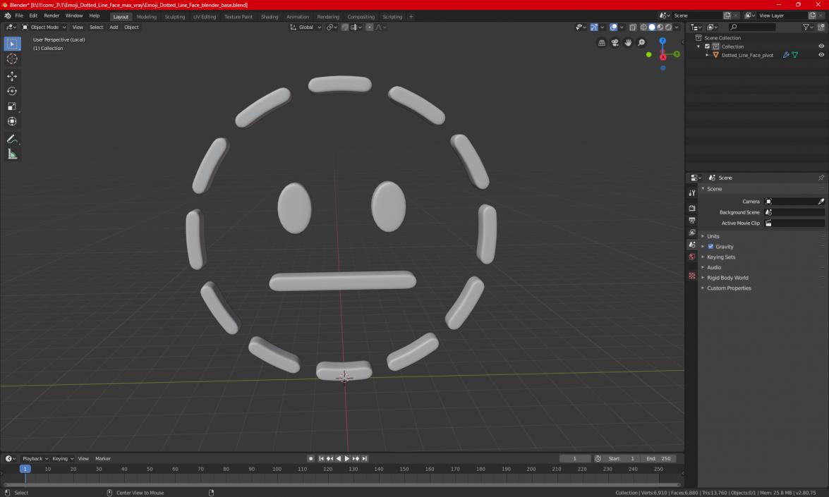 Emoji Dotted Line Face 3D