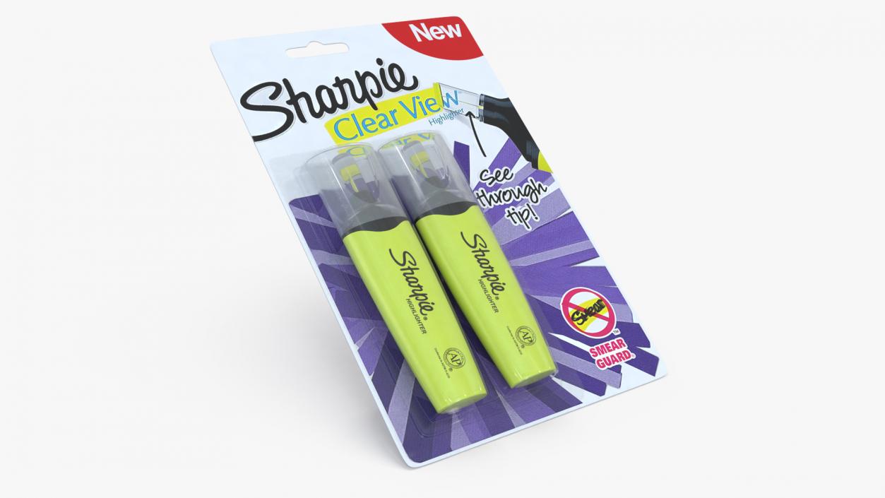 2 Sharpie Highlighter Markers with Package 3D