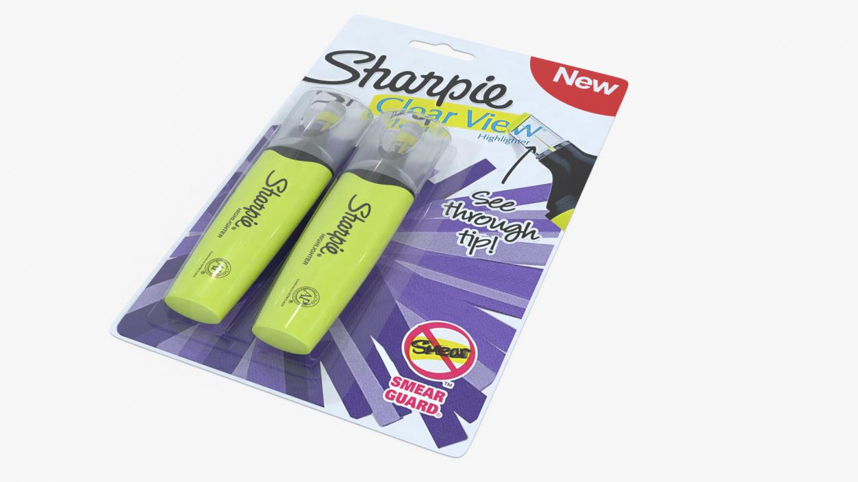 2 Sharpie Highlighter Markers with Package 3D