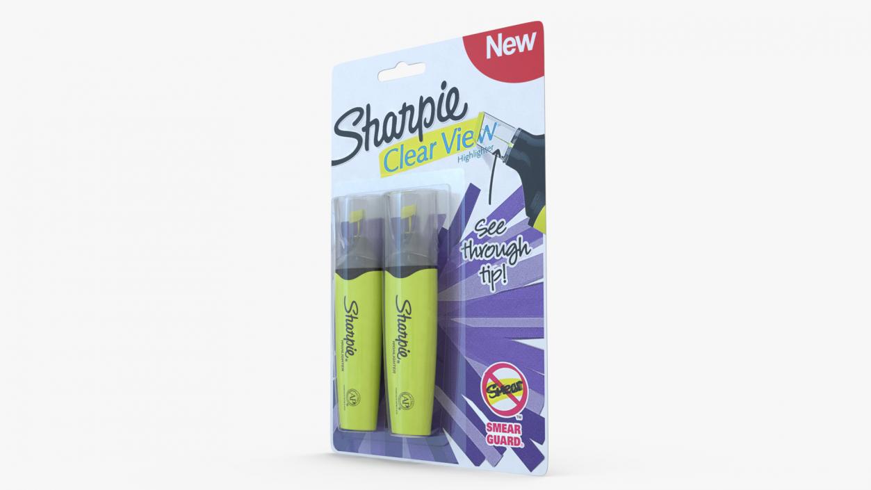 2 Sharpie Highlighter Markers with Package 3D