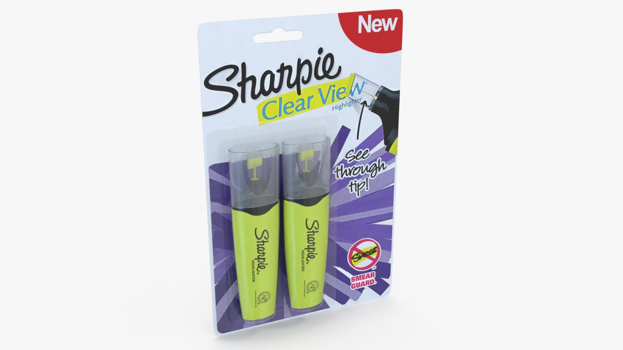 2 Sharpie Highlighter Markers with Package 3D