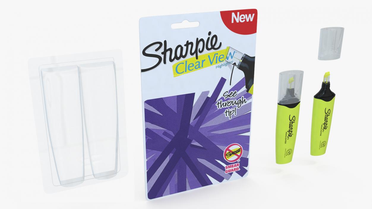 2 Sharpie Highlighter Markers with Package 3D