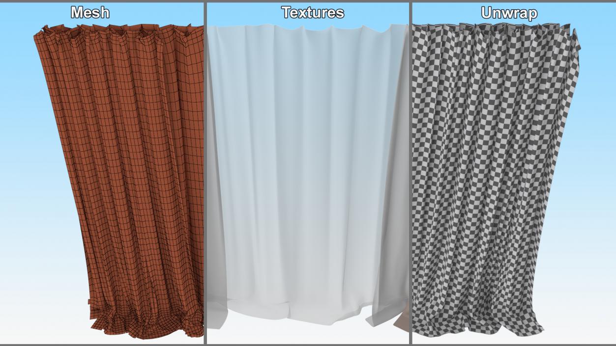 Curtains with Drapery Cream 3D