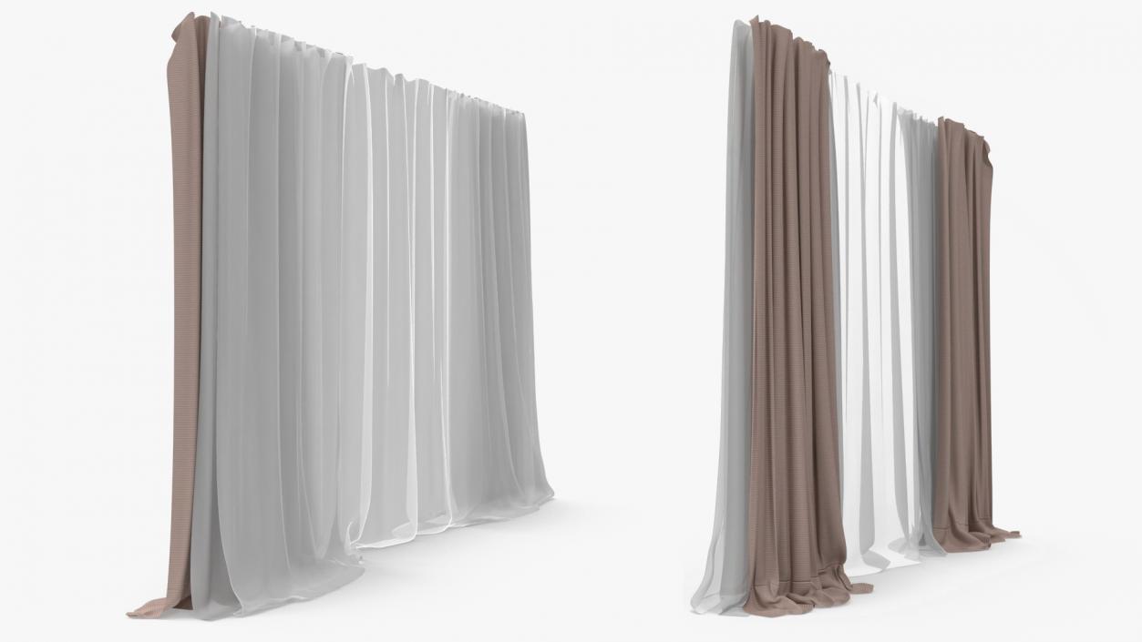 Curtains with Drapery Cream 3D