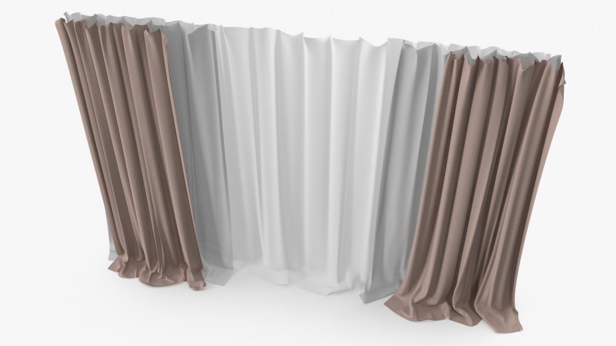 Curtains with Drapery Cream 3D