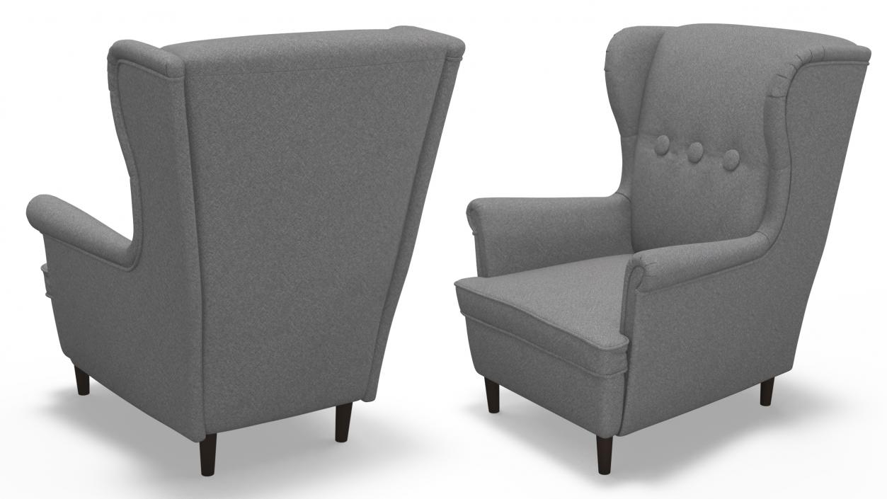 3D Armchair for Children Room IKEA STRANDMON Grey