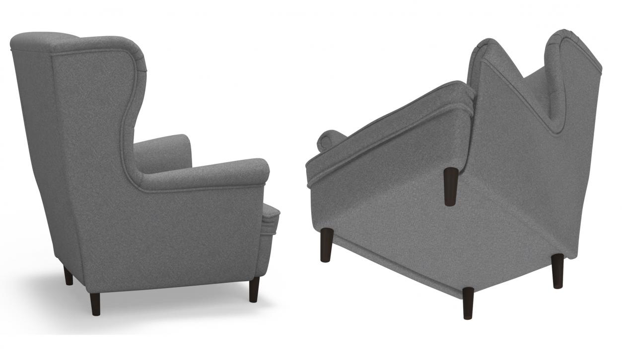 3D Armchair for Children Room IKEA STRANDMON Grey