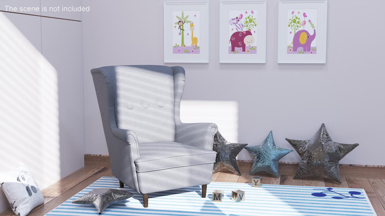 3D Armchair for Children Room IKEA STRANDMON Grey