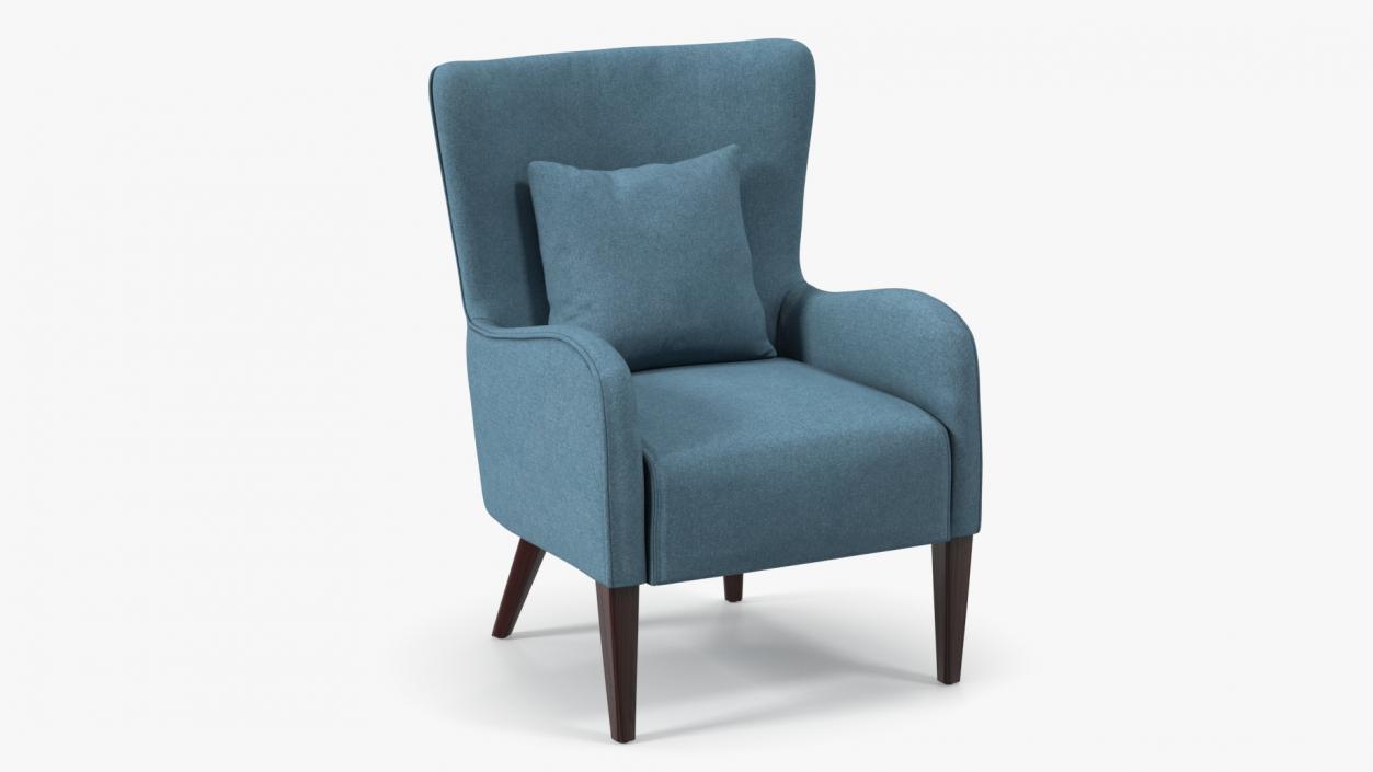 3D model Turquoise Armchair with Curved Arms