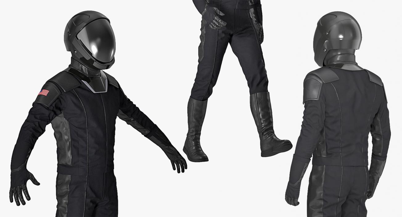 Sci Fi Astronaut Suit Black Rigged 3D model