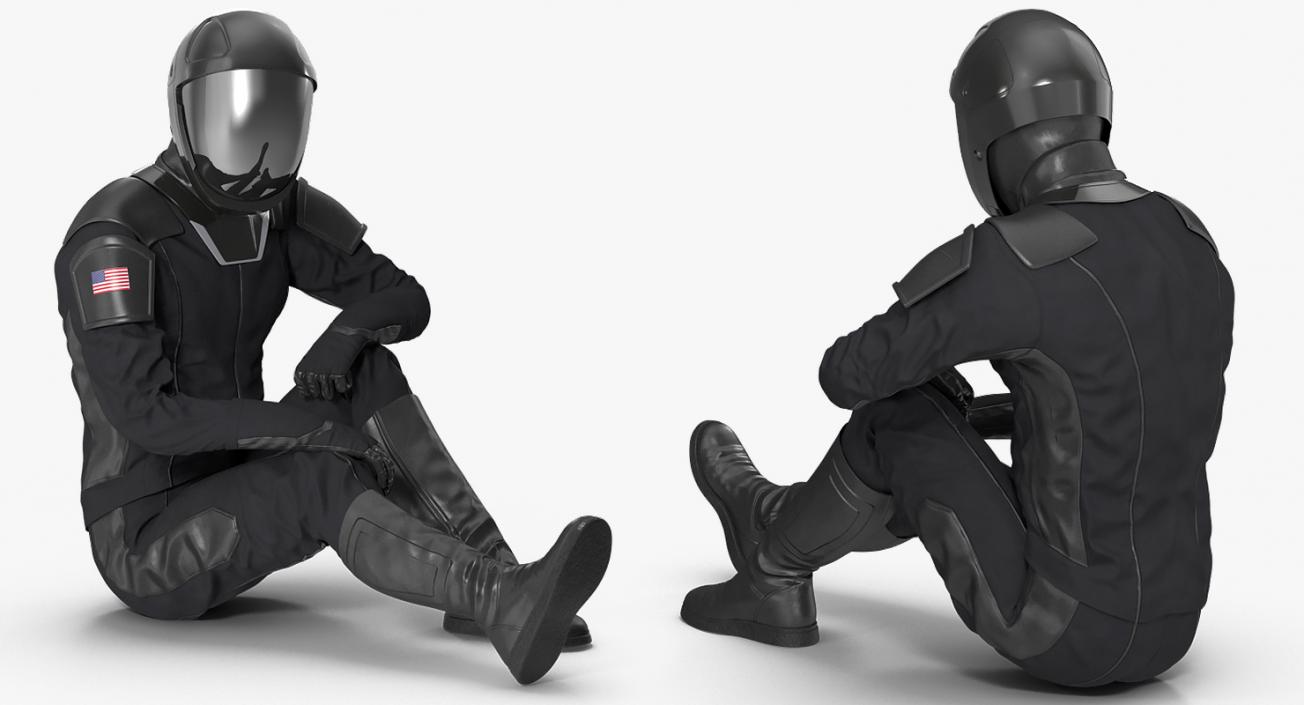 Sci Fi Astronaut Suit Black Rigged 3D model