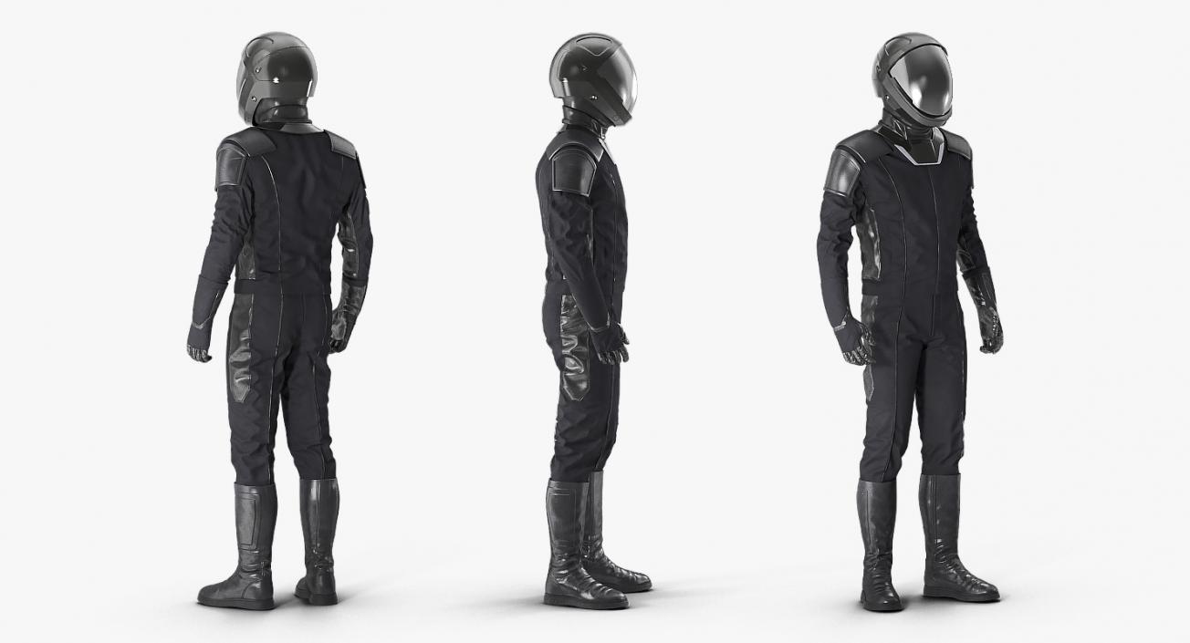 Sci Fi Astronaut Suit Black Rigged 3D model