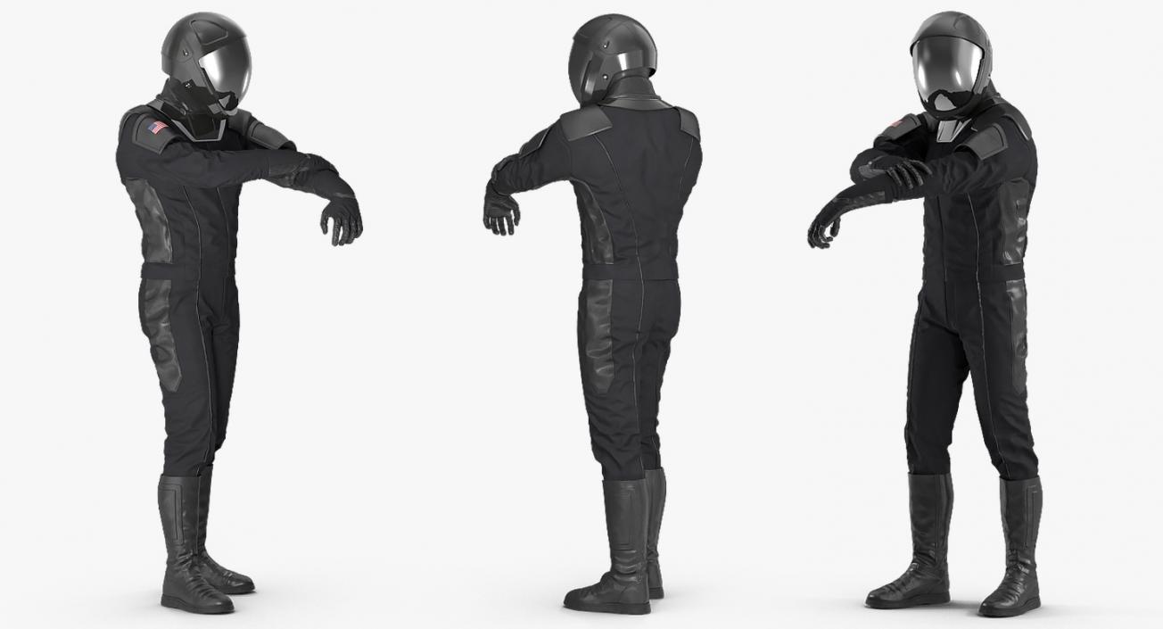 Sci Fi Astronaut Suit Black Rigged 3D model