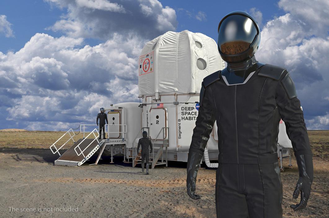 Sci Fi Astronaut Suit Black Rigged 3D model