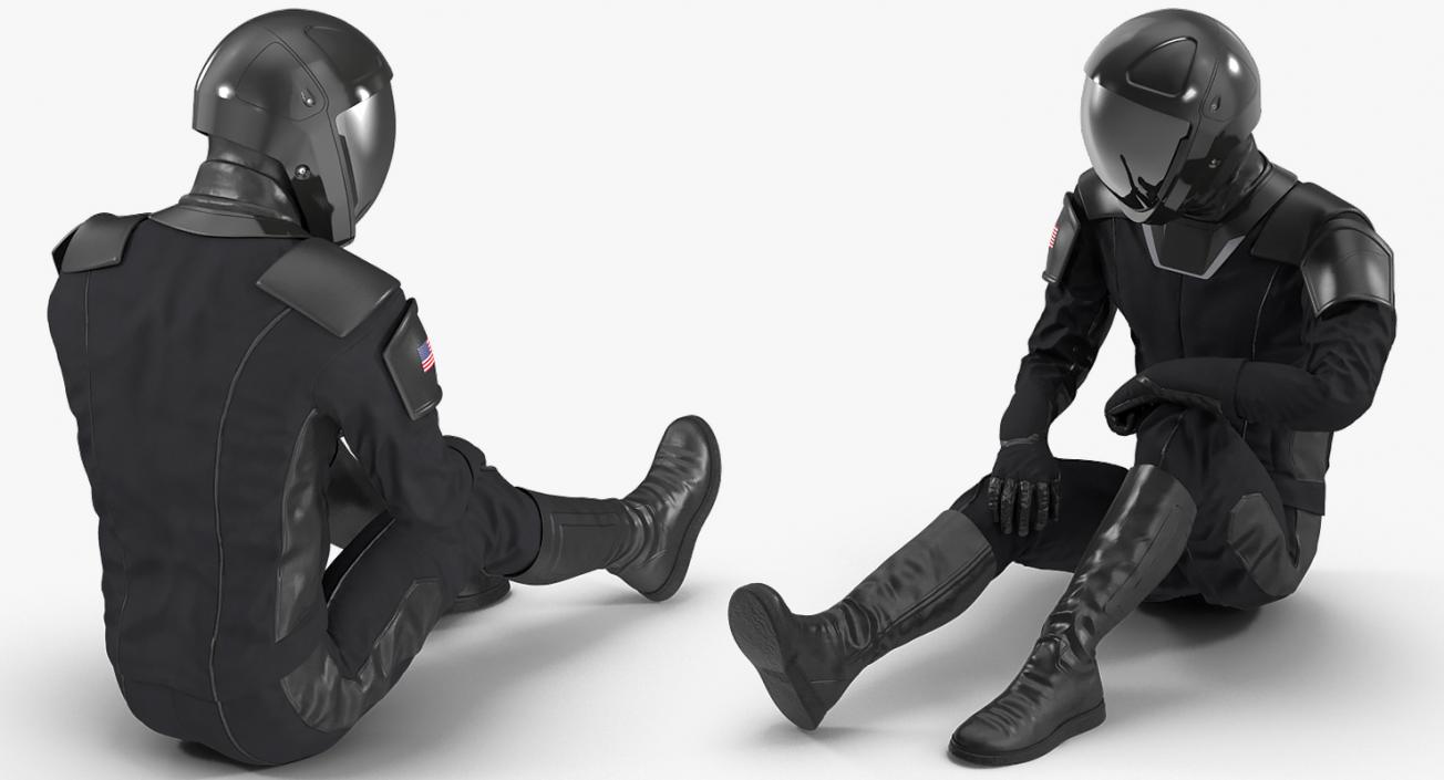 Sci Fi Astronaut Suit Black Rigged 3D model