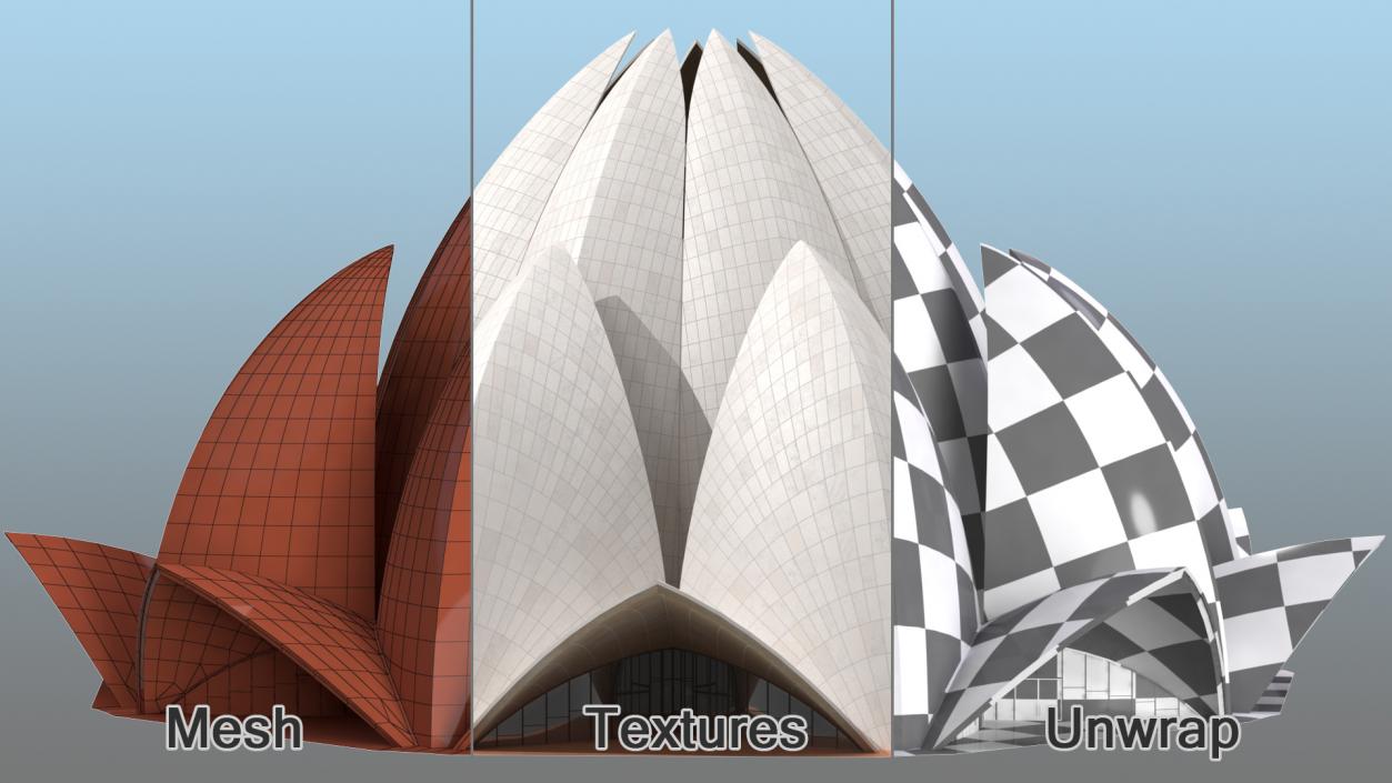 3D Lotus Temple Building