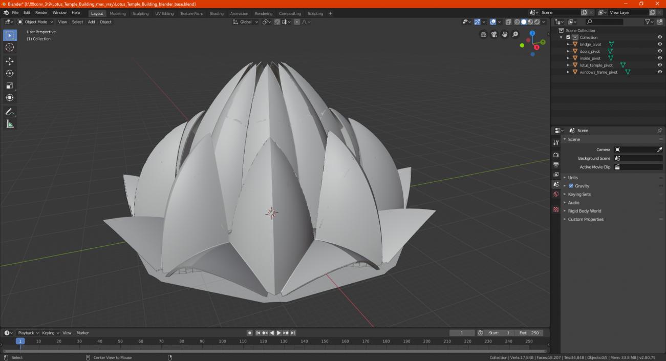 3D Lotus Temple Building