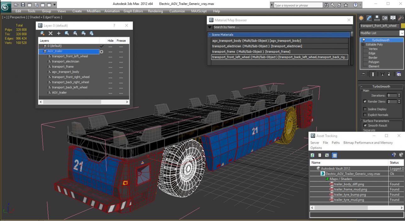 3D Electric AGV Trailer Generic model