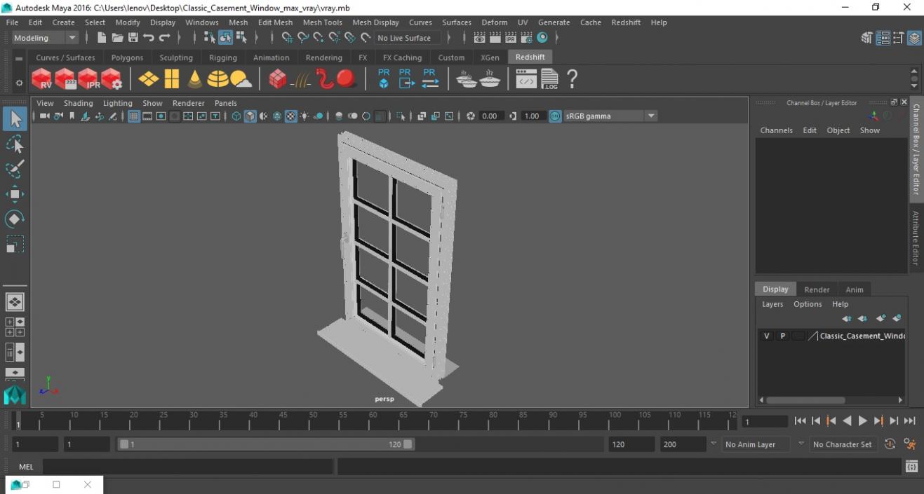 3D Classic Casement Window model