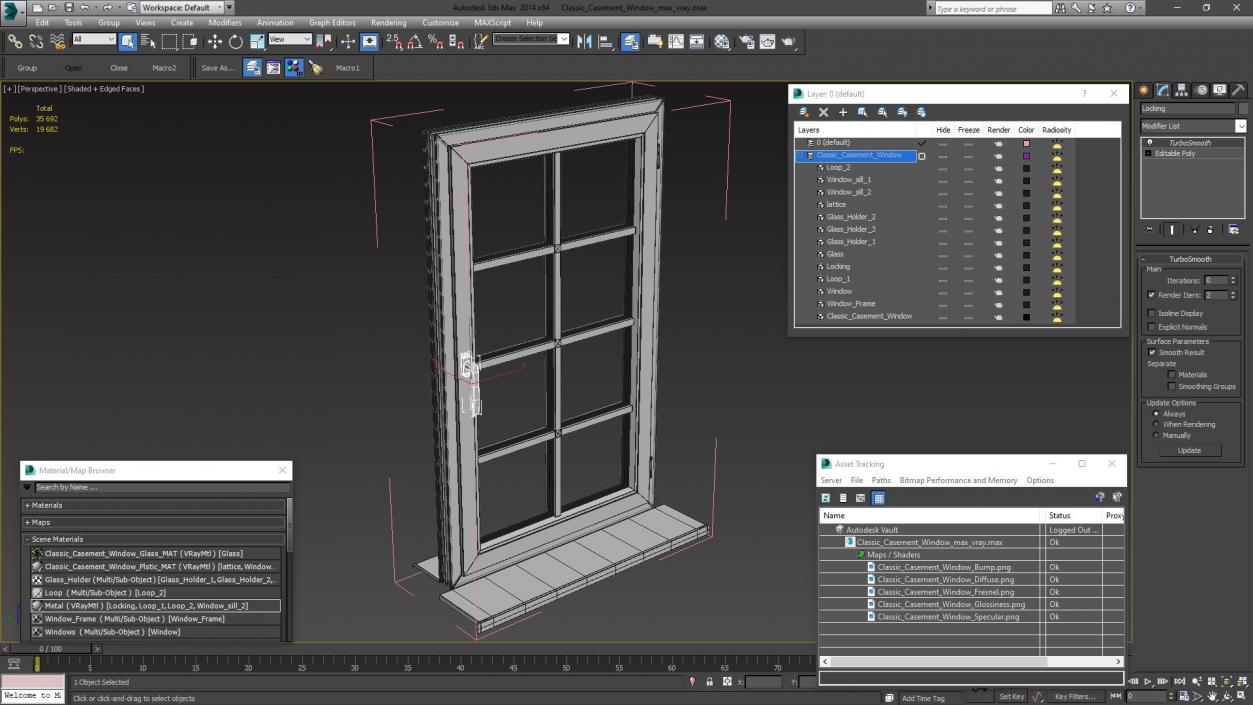 3D Classic Casement Window model