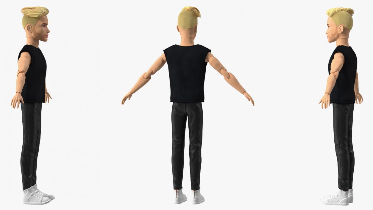 3D model Barbie Ken GTD90 Dressed T-pose Fur